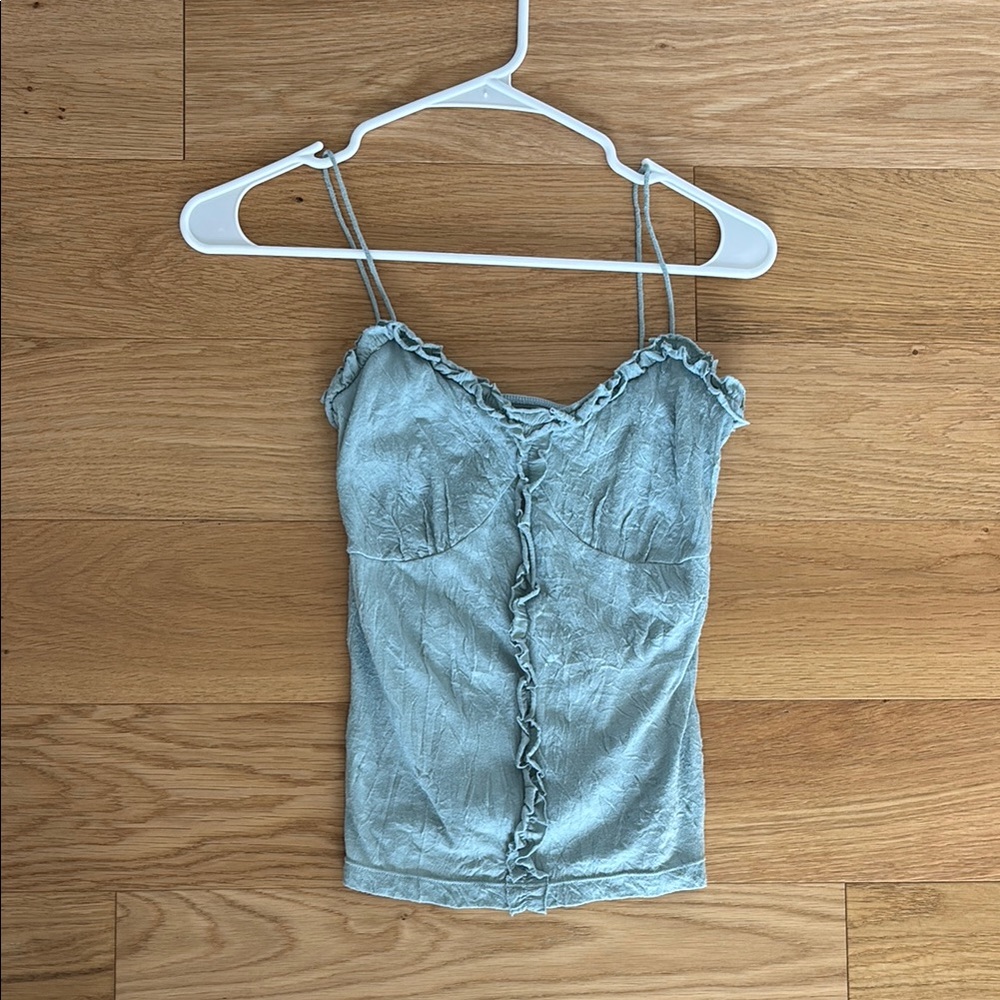 Club Monaco Blue Ruffled Sleeveless Camisole
